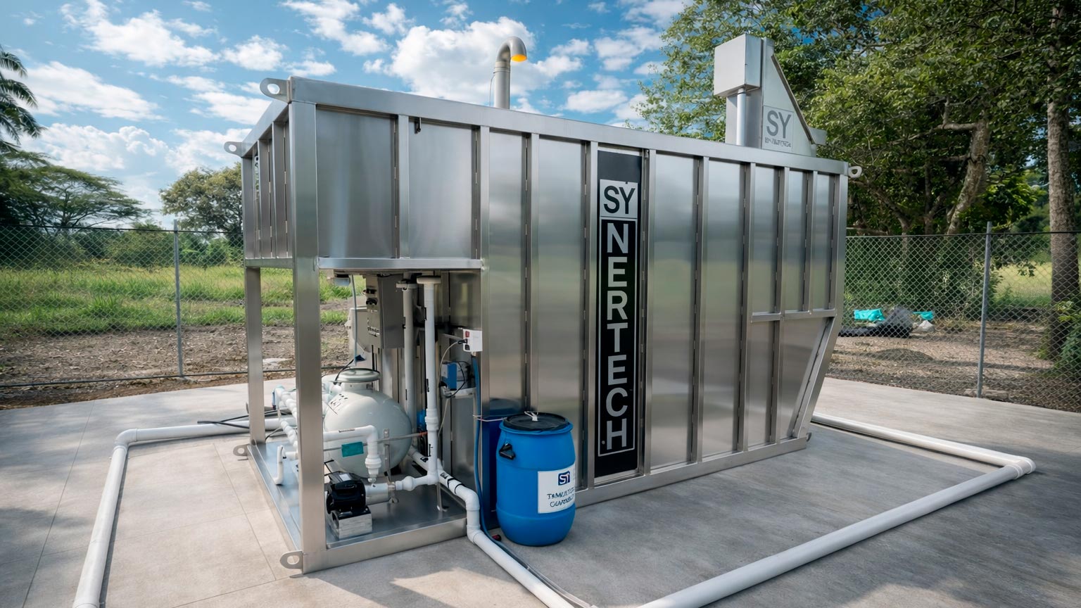 Diseño modular en acero inoxidable anticorrosivo de la planta BioCube