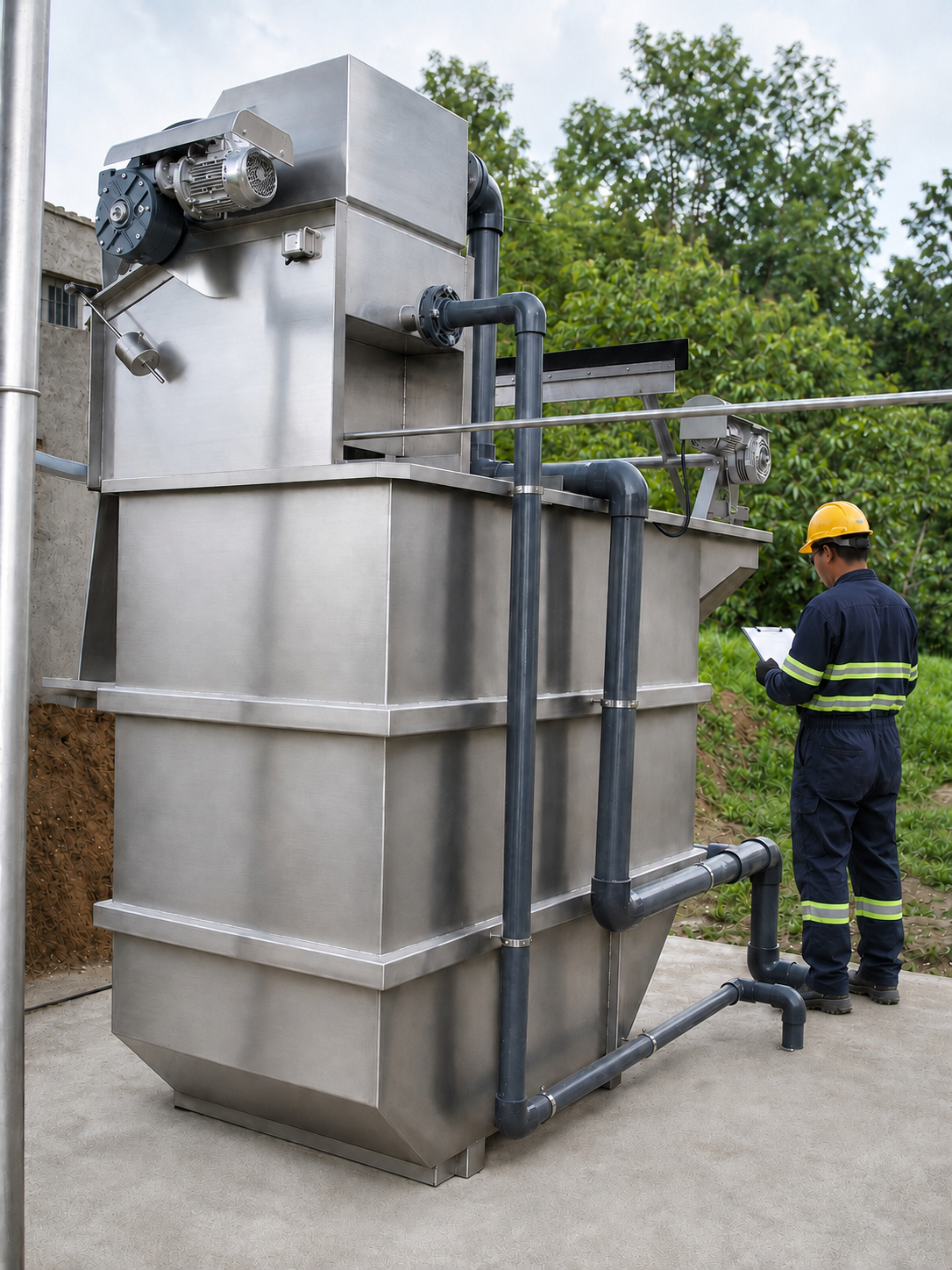 Planta de pretratamiento compacta en acero inoxidable