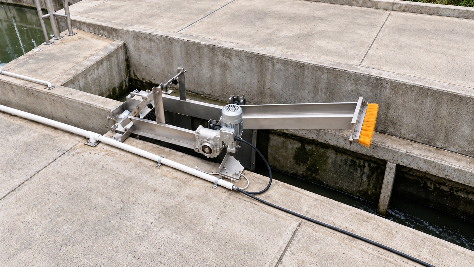 Tamiz de limpieza automático instalado en canal para aguas residuales