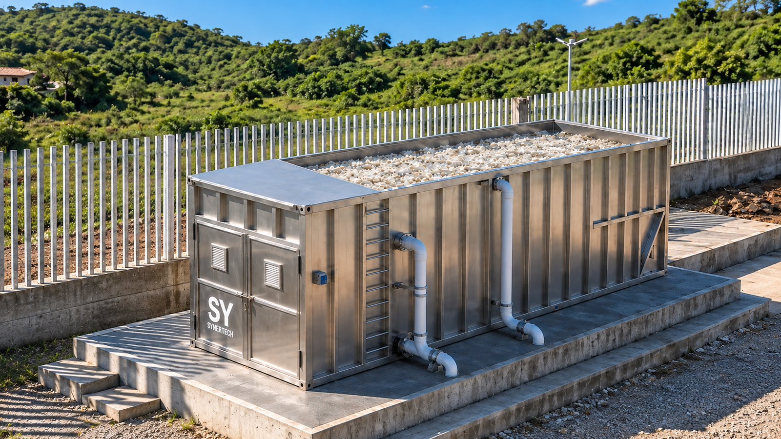 Reactor MBBR fabricado en acero inoxidable para servicio industrial